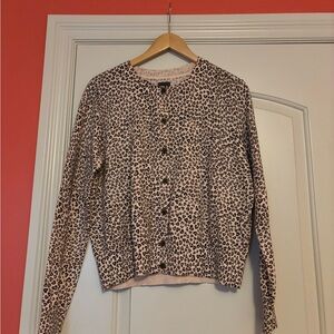 GAP Beige Pink and Black Heart Print Cardigan. Womens Large